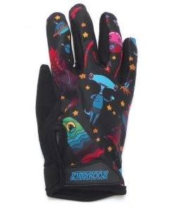 ZippyRooz Aliens Full Finger Kids Biking Gloves